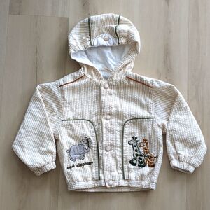 Spring Tan White Stripe Seersucker Boys Girls Jacket with Animal Print 24M